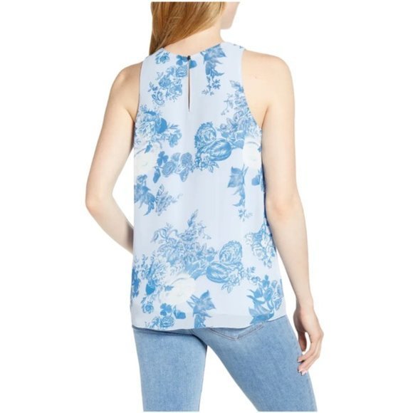 NWT VINCE CAMUTO | Cabbage Rose Chiffon Blouse XXS - Picture 2 of 5